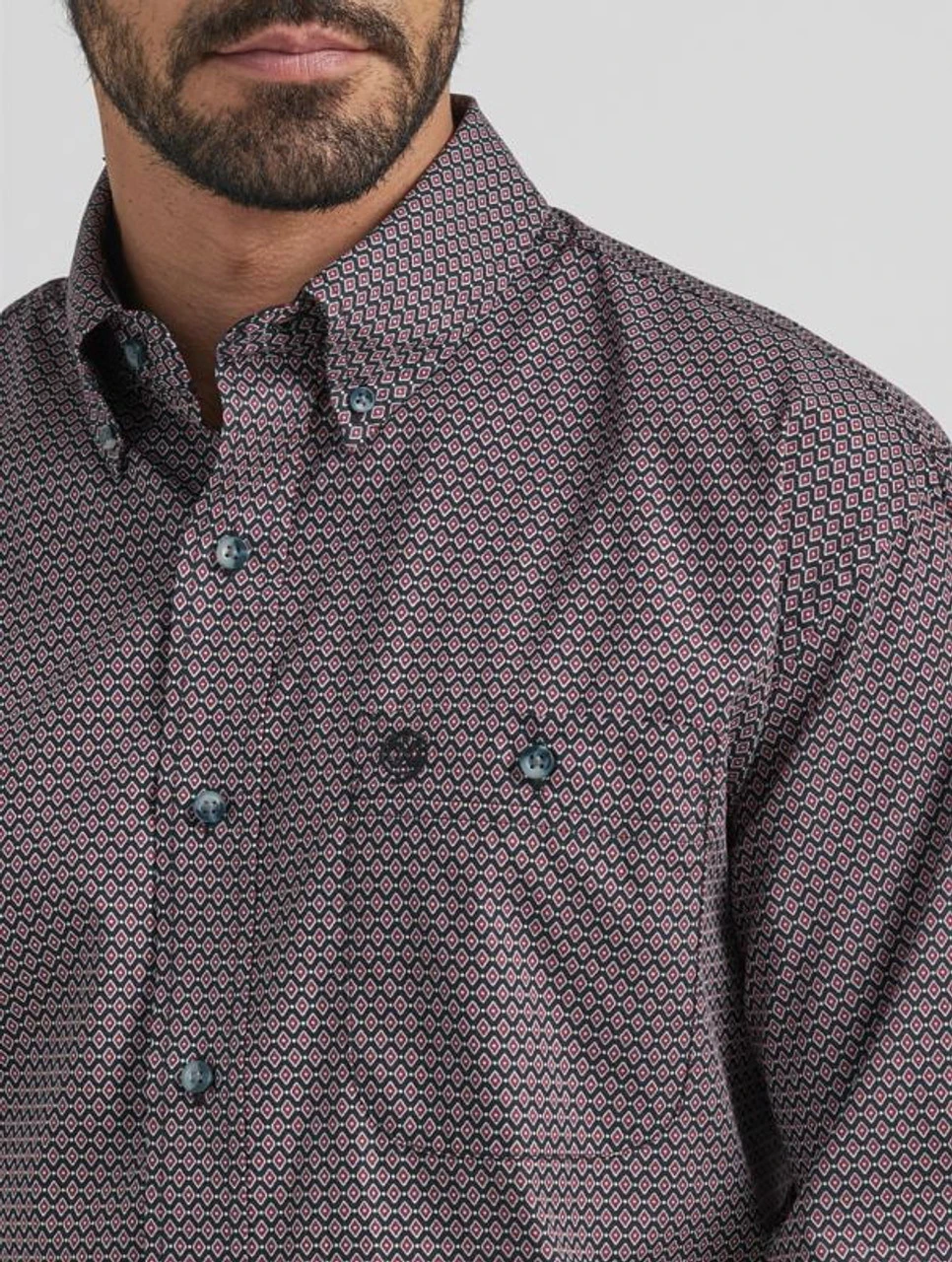 Wrangler Mens Brick Red Button Long Sleeve Shirt 4 Wrangler Mens Brick Red Button Long Sleeve Shirt - Image 2