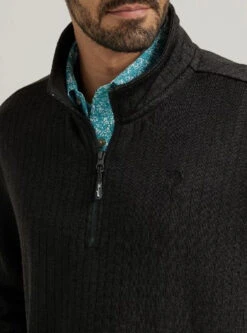 Wrangler Mens George Strait Long Sleeve Quarter-Zip Black Pullover -Wrangler Store P2781675 3 44717.1692033346