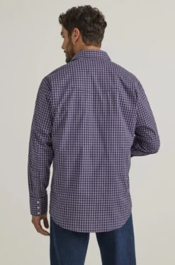 Wrangler Mens Long Sleeve Navy Plaid Wrinkle Resistant Shirt 5 Wrangler Mens Long Sleeve Navy Plaid Wrinkle Resistant Shirt -Wrangler Store P2781815 1 57072.1692391250