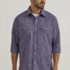 Wrangler Mens Long Sleeve Navy Plaid Wrinkle Resistant Shirt -Wrangler Store P2781815 2 00092.1697129852