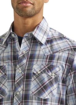Wrangler Mens Retro Long Sleeve White Plaid Snap Shirt 7 Wrangler Mens Retro Long Sleeve White Plaid Snap Shirt -Wrangler Store P2782210 2 95162.1692391093