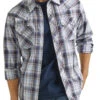 Wrangler Mens Retro Long Sleeve White Plaid Snap Shirt -Wrangler Store P2782210 3 97155.1697129852