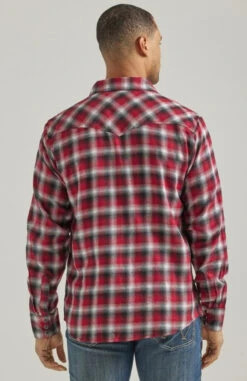 Wrangler Mens Retro Long Sleeve Red Plaid Flannel -Wrangler Store P2782305 2 18611.1691172740