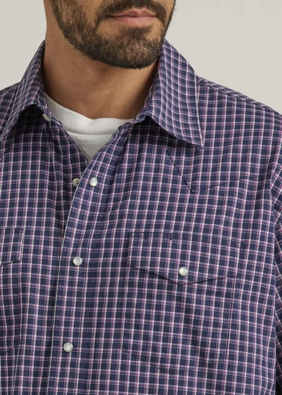 Wrangler Mens Retro Long Sleeve Blue Plaid Shirt 3 Wrangler Mens Retro Long Sleeve Blue Plaid Shirt