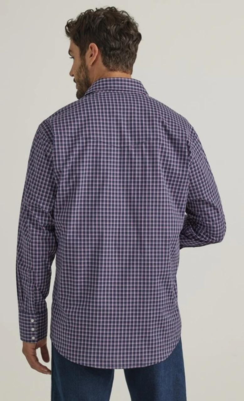 Wrangler Mens Retro Long Sleeve Blue Plaid Shirt 5 Wrangler Mens Retro Long Sleeve Blue Plaid Shirt - Image 3