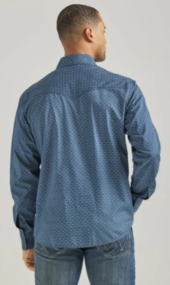 Wrangler Mens Retro Premium Blue Long Sleeve Shirt -Wrangler Store P2782400 1 71834.1692299338