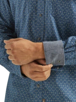 Wrangler Mens Retro Premium Blue Long Sleeve Shirt -Wrangler Store P2782400 3 43639.1692299338