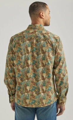 Wrangler Mens Retro Premium Tan Long Sleeve Shirt