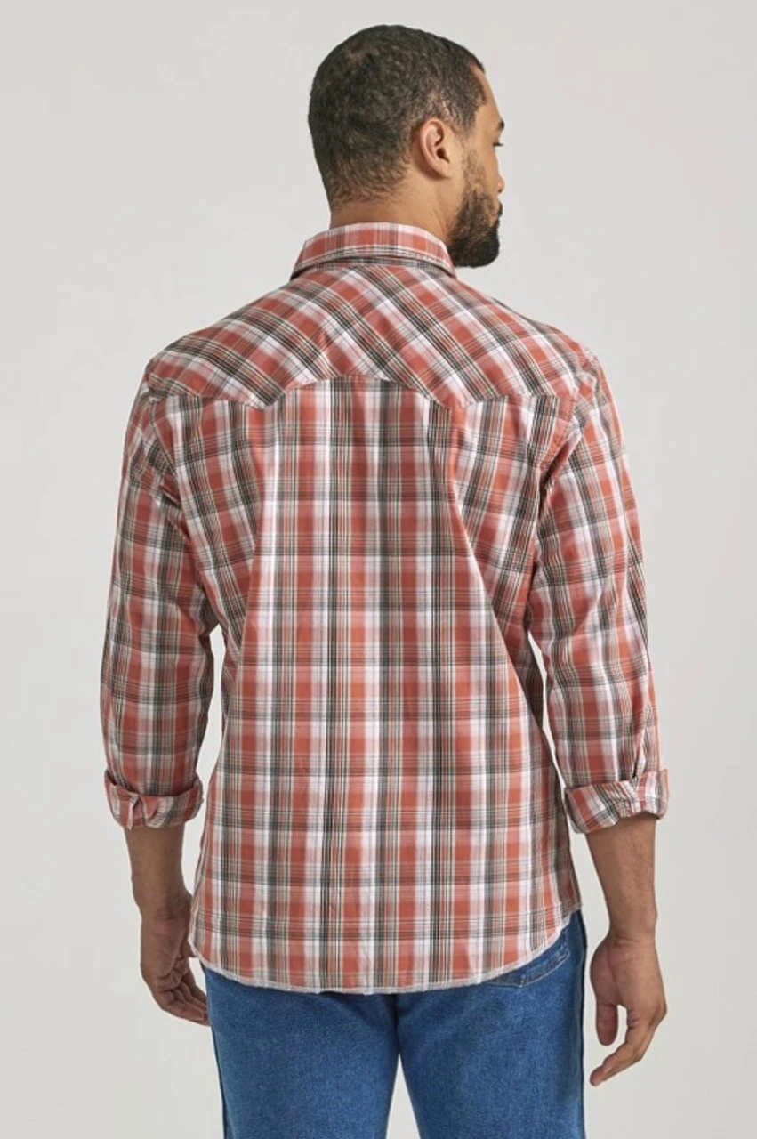 Wrangler Mens Fashion Orange Long Sleeve Shirt 5 Wrangler Mens Fashion Orange Long Sleeve Shirt - Image 3
