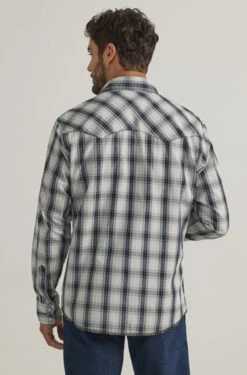 Wrangler Mens Fashion Grey Long Sleeve Plaid Shirt -Wrangler Store P2782580 1 01385.1692390860