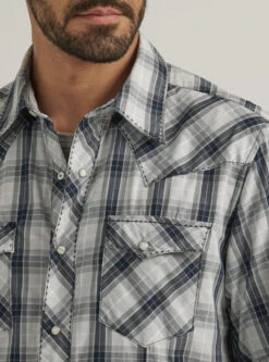 Wrangler Mens Fashion Grey Long Sleeve Plaid Shirt -Wrangler Store P2782580 2 43524.1692390860