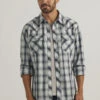Wrangler Mens Fashion Grey Long Sleeve Plaid Shirt -Wrangler Store P2782580 3 54085.1697129855