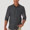 Wrangler Mens ATG Black Mixed Material Long Sleeve Shirt 2 Wrangler Mens ATG Black Mixed Material Long Sleeve Shirt -Wrangler Store P2783240 4 86905.1692039180