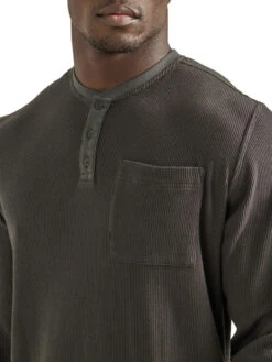 Wrangler Mens ATG Long Sleeve Henley 1/4 Round V-Neck Shirt -Wrangler Store P2783295 2 18977.1686773597