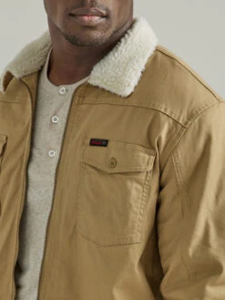 Wrangler Mens ATG Kelp Sherpa Lined Canvas Jacket -Wrangler Store P2783550 3 35060.1686687935