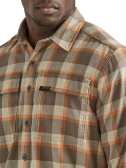 Wrangler Mens ATG Tan/Orange Lined Long Sleeve Shirt -Wrangler Store P2783625 2 11724.1686773419