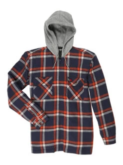 Wrangler Men's Riggs Workwear Lightweight Hooded Flannel Jacket In Red And Navy
