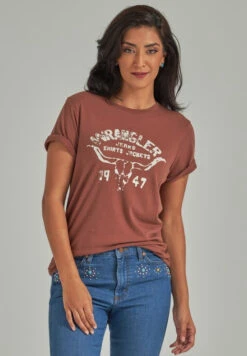 Wrangler Ladies Root Beer Heather Short Sleeve Shirt