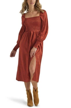 Wrangler Ladies Americana Mahogany Square Neck Dress -Wrangler Store P2785510 3 58938.1691172562