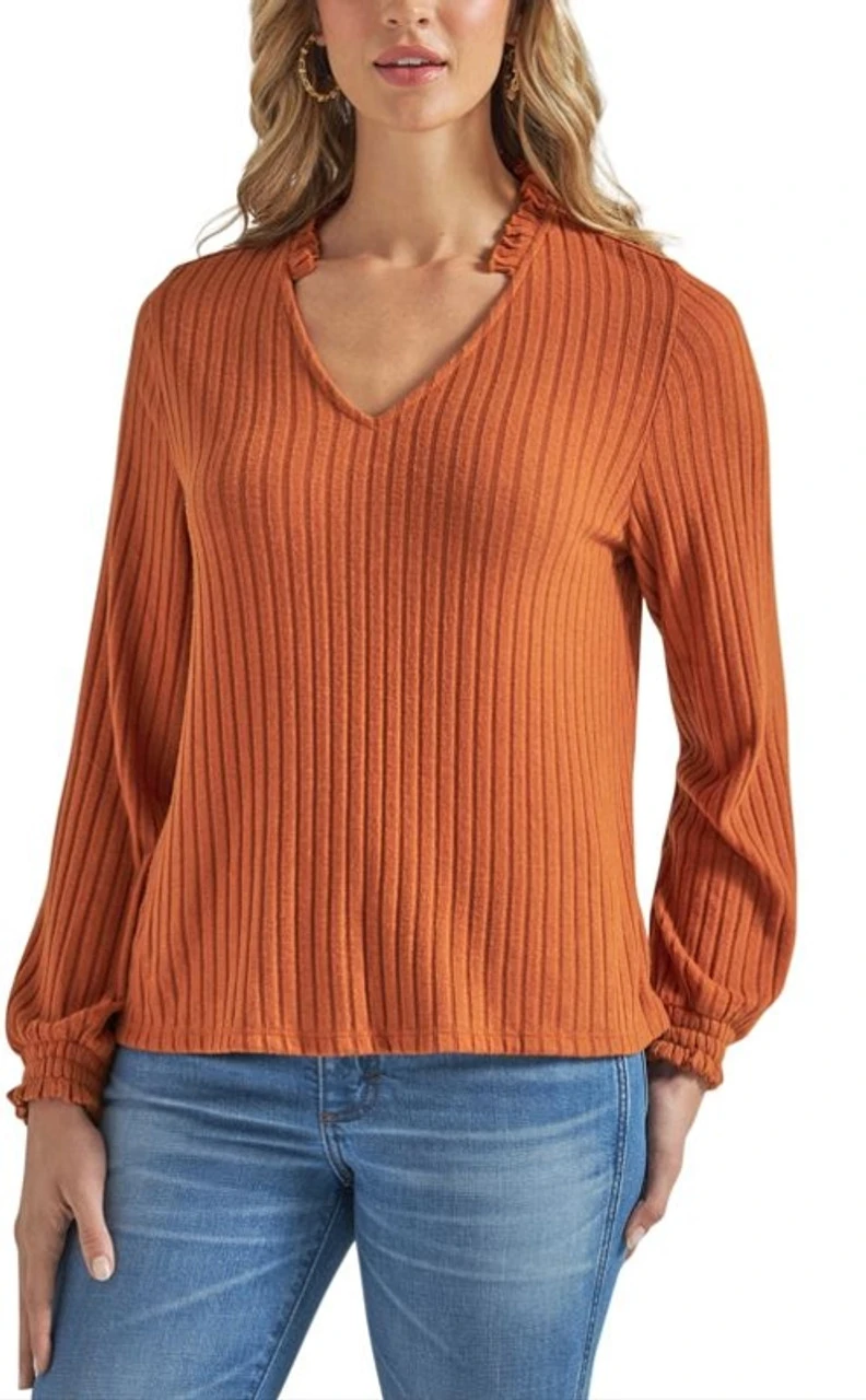Wrangler Ladies Tan Americana V-Neck Shirt 4 Wrangler Ladies Tan Americana V-Neck Shirt - Image 2