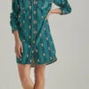 Wrangler Ladies Americana Teal Long Sleeve Shirt Dress -Wrangler Store P2785700 4 51488.1697129857