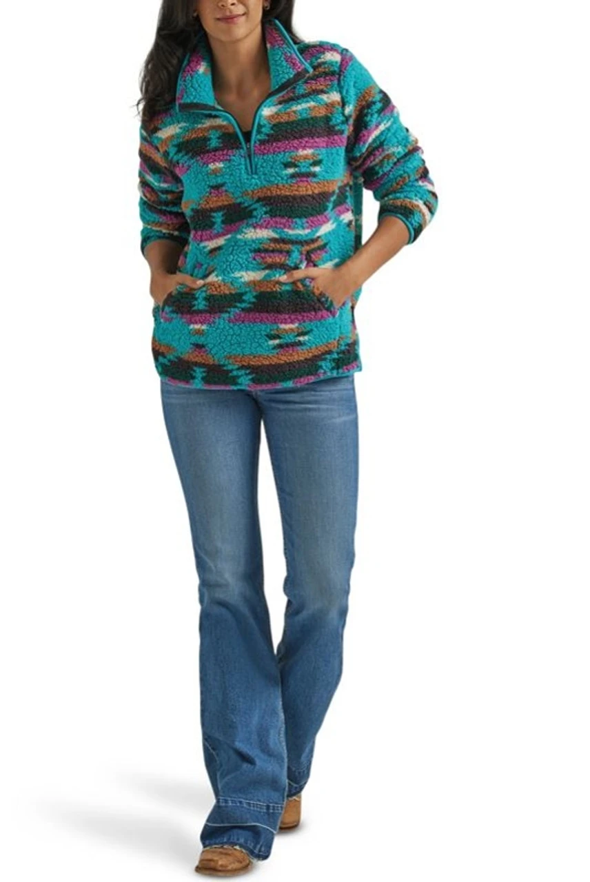 Wrangler Ladies Dark Teal Sherpa Pullover 3 Wrangler Ladies Dark Teal Sherpa Pullover