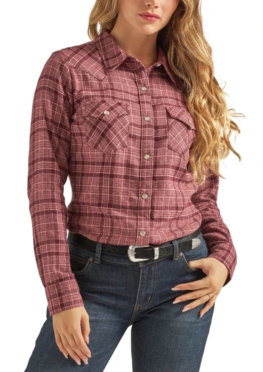 Wrangler Ladies Ash Rose Long Sleeve Flannel Shirt 5 Wrangler Ladies Ash Rose Long Sleeve Flannel Shirt - Image 3