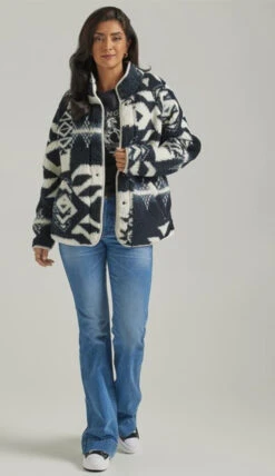 Wrangler Ladies Black And White Sherpa Jacket -Wrangler Store P2785820 5 05468.1691172766