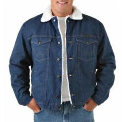 Wrangler - Men's Western Sherpa Lined Prewashed Jacket - Denim