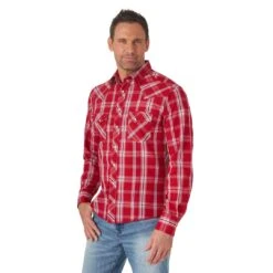 Wrangler Men's Fashion Western Plaid Snap Shirt