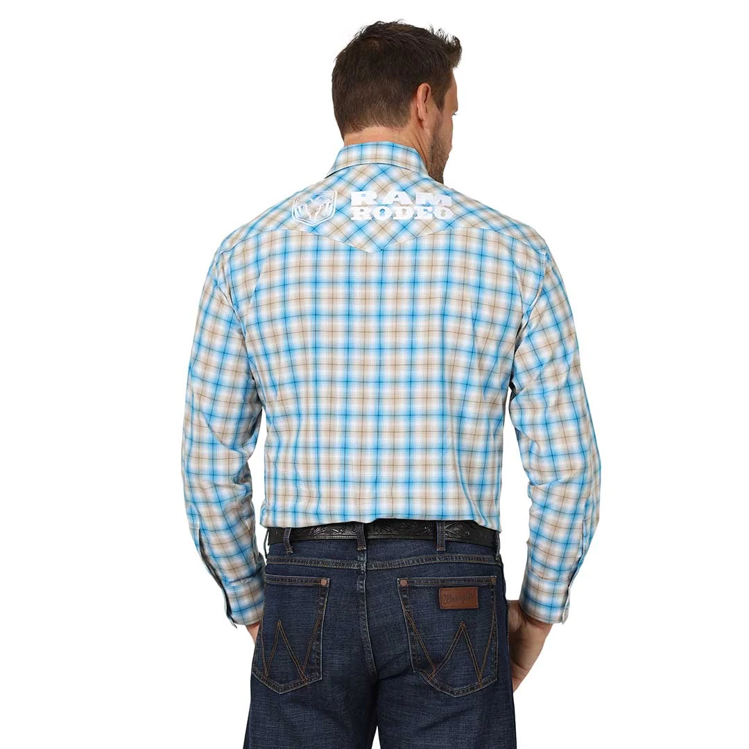 Wrangler Men's Ram Rodeo Logo Plaid Shirt 4 Wrangler Men's Ram Rodeo Logo Plaid Shirt - Image 2