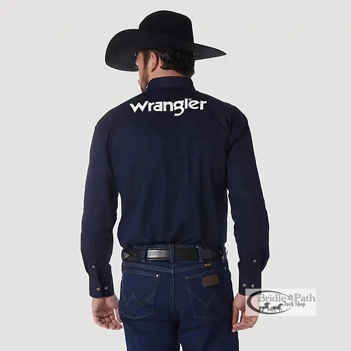WRANGLER MENS LOGO BUTTON DOWN SHIRT - NAVY 4 WRANGLER MENS LOGO BUTTON DOWN SHIRT - NAVY - Image 2