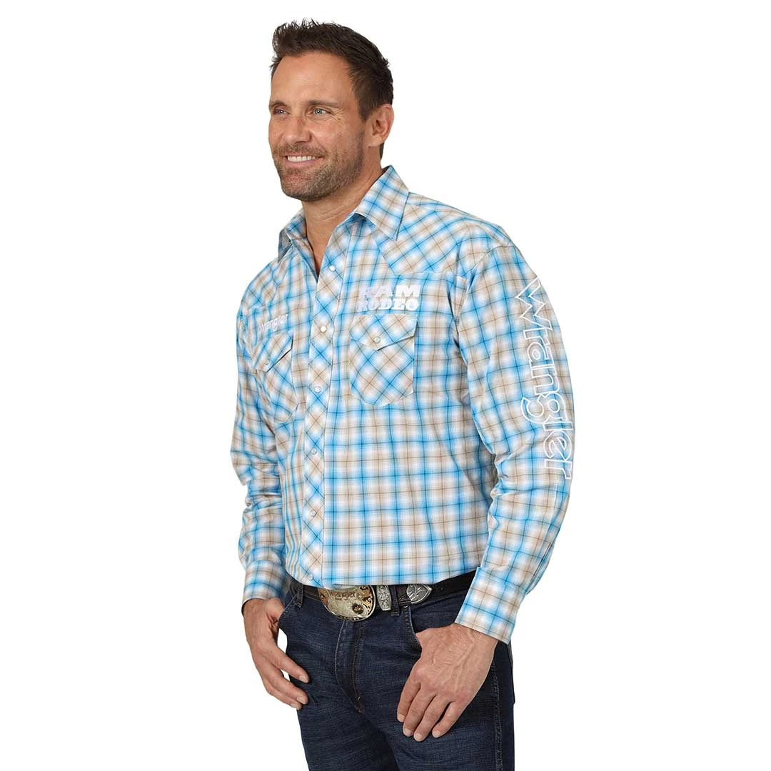 Wrangler Men's Ram Rodeo Logo Plaid Shirt 3 Wrangler Men's Ram Rodeo Logo Plaid Shirt