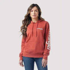 WRANGLER WOMENS RETRO HOODIE - RUST
