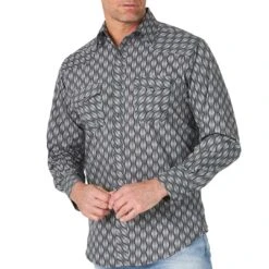 Wrangler Men's Silver Edition Tanger Print Snap Shirt