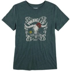 Wrangler Women's Flower Steer Head Graphic T-Shirt -Wrangler Store img11880 wrangler women s flower steer head graphic t shirt