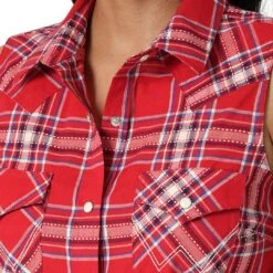 Wrangler Women's Retro Sleeveless Plaid Snap Shirt 8 Wrangler Women's Retro Sleeveless Plaid Snap Shirt -Wrangler Store img14190 wrangler women s retro sleeveless plaid snap shirt