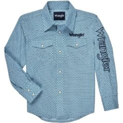 Wrangler Boys' Logo Circle Print Snap Shirt