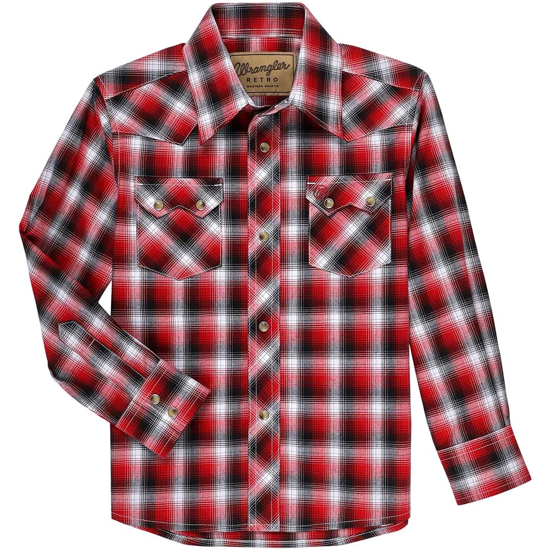 Wrangler Boys' Sawtooth Pocket Plaid Snap Shirt 3 Wrangler Boys' Sawtooth Pocket Plaid Snap Shirt