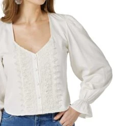 Wrangler Women's Retro Boho Crochet Button Blouse 8 Wrangler Women's Retro Boho Crochet Button Blouse -Wrangler Store img22459 wrangler women s retro boho crochet button blouse