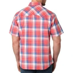 Wrangler Men's Retro Short Sleeve Plaid Snap Shirt -Wrangler Store img26800 wrangler men s retro short sleeve plaid snap shirt