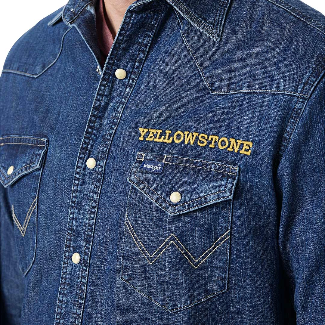 Wrangler X Yellowstone Men's Denim Snap Shirt 5 Wrangler X Yellowstone Men's Denim Snap Shirt - Image 3
