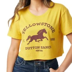 Wrangler X Yellowstone Women's Horse Cropped Tee -Wrangler Store img34710 wrangler x yellowstone women s horse cropped tee