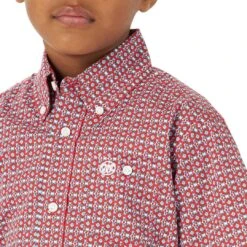 Wrangler Boy's Short Sleeve Print Button-Down Shirt -Wrangler Store img43073 wrangler boy s short sleeve print button down shirt