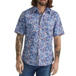 Wrangler Men's 20X Competition Advanced Comfort Short Sleeve Print Snap Shirt