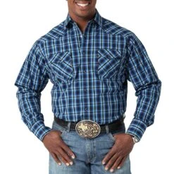 Wrangler Men's Plaid Snap Western Shirt