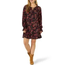 Wrangler Women's Retro Lace-up Paisley Print Dress -Wrangler Store img51576 wrangler women s retro lace up paisley print dress