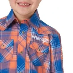 Wrangler Boys' Plaid Logo Western Snap Shirt -Wrangler Store img51621 wrangler boys plaid logo western snap shirt