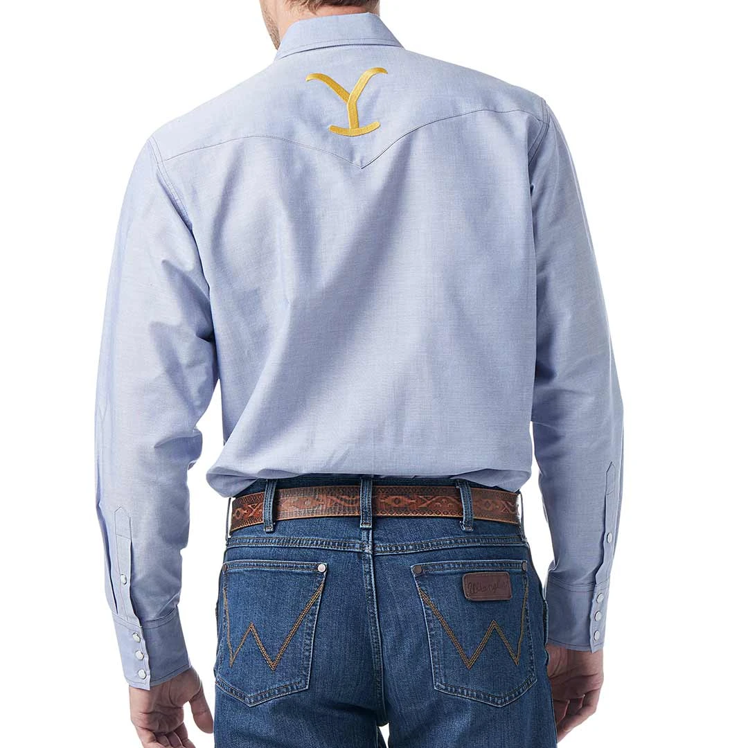 Wrangler X Yellowstone Men's Chambray Snap Shirt 4 Wrangler X Yellowstone Men's Chambray Snap Shirt - Image 2