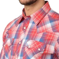 Wrangler Men's Retro Short Sleeve Plaid Snap Shirt -Wrangler Store img56518 wrangler men s retro short sleeve plaid snap shirt